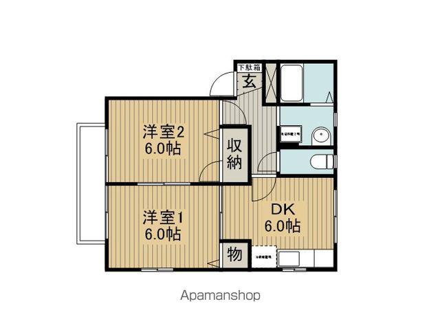 リバーサイドオオバヤシA棟(2DK/1階)の間取り写真