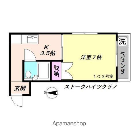ストークハイツクサノ(1K/1階)の間取り写真