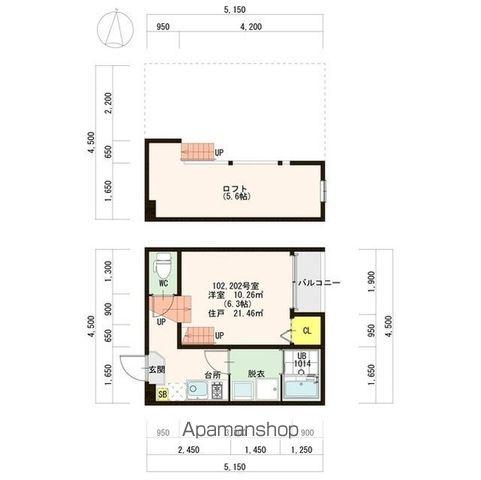 プランドール旭ヶ丘(1K/1階)の間取り写真