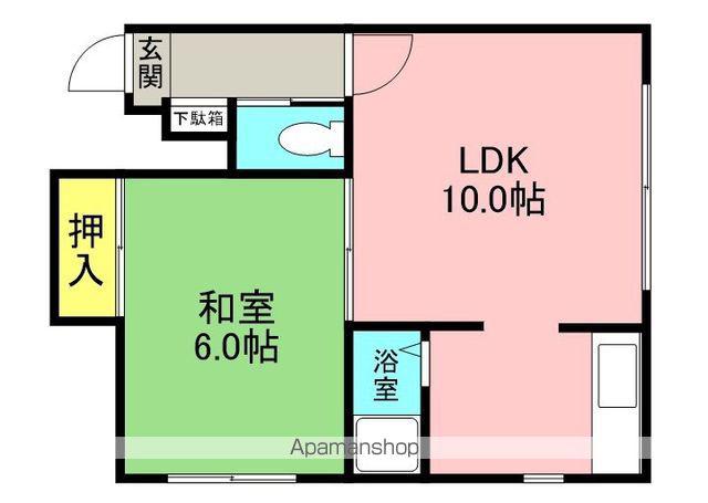 内海ハイツ麻生(1LDK/1階)の間取り写真