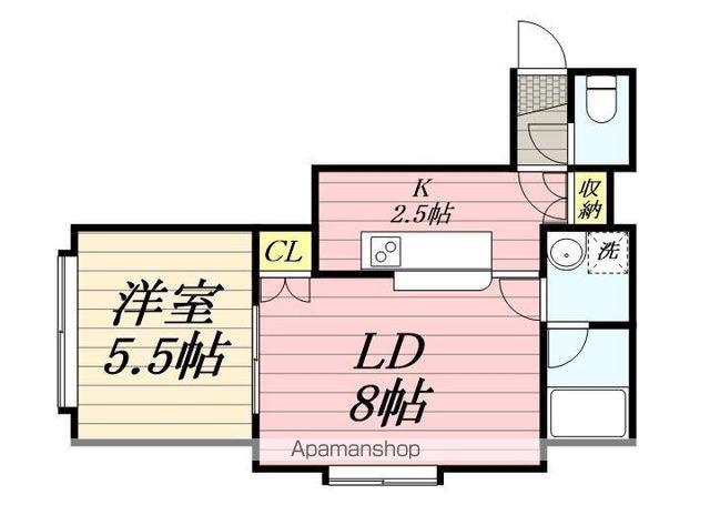 プロスパー麻生(1LDK/2階)の間取り写真