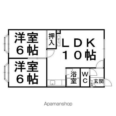 ウィンディ北見1960(2DK/2階)の間取り写真