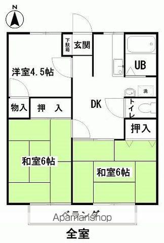 コーポグリーン(3K/2階)の間取り写真