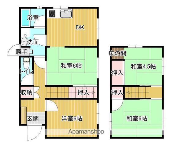 予讃線 中萩駅 徒歩34分 2階建 築51年(4DK)の間取り写真