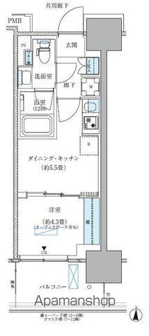 パークアクシス西大島コンフォートスクエア(1DK/9階)の間取り写真