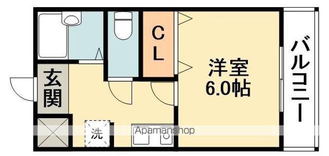 アルカディア(1K/2階)の間取り写真