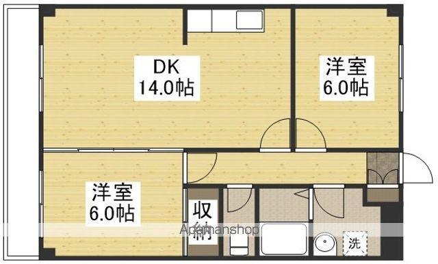 ニューマリッチかわぐちB(2LDK/3階)の間取り写真