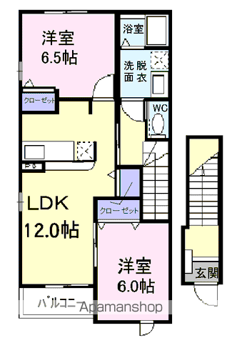メゾンコリーヌⅢ(2LDK/2階)の間取り写真