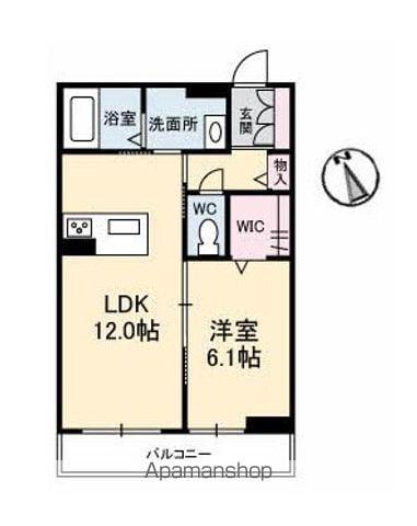 グランベレオ西新涯(1LDK/1階)の間取り写真