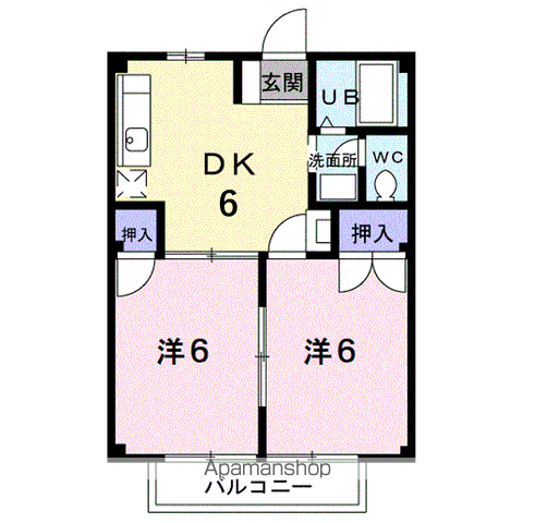 木下パークハイツ(2DK/2階)の間取り写真