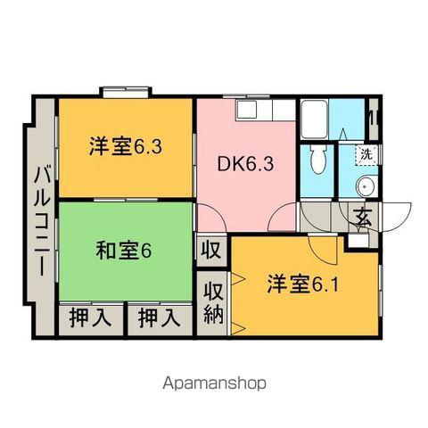 コーポラス栄Ⅱ(3DK/3階)の間取り写真