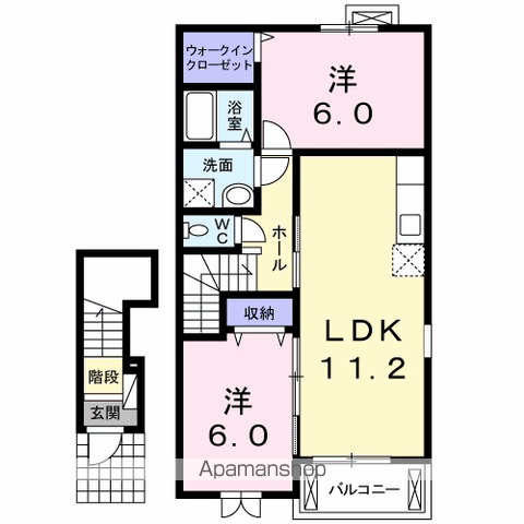 牟岐線 阿波中島駅 徒歩13分 2階建 築15年(2LDK/2階)の間取り写真
