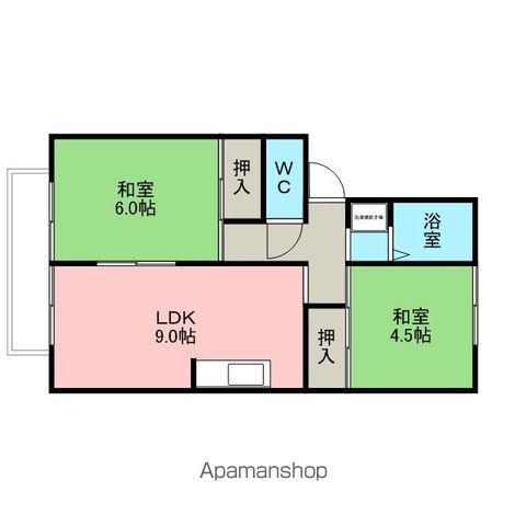 エステート桜ヶ丘(2LDK/2階)の間取り写真