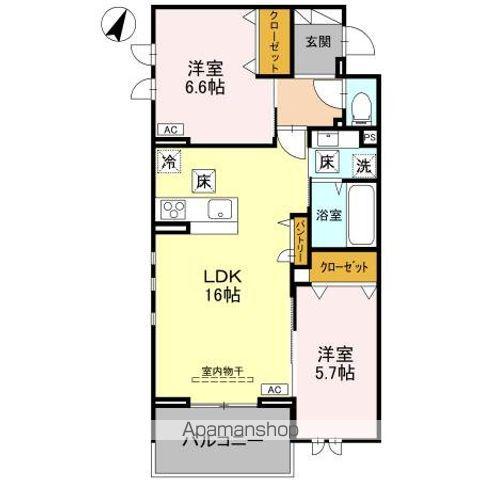 センカIII(2LDK/1階)の間取り写真