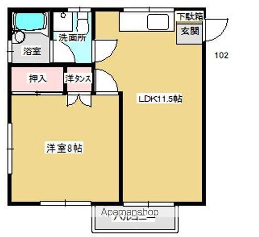西ホーム(1LDK/1階)の間取り写真