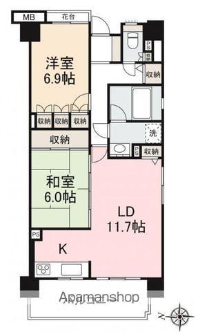 サーパスシティ栗林(2LDK/2階)の間取り写真