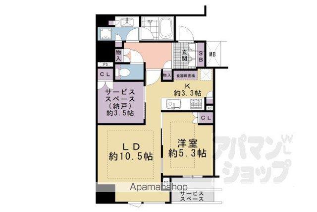 パークホームズ京都二条城(1SLDK/6階)の間取り写真