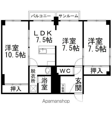 第1コーポラス(3LDK/1階)の間取り写真