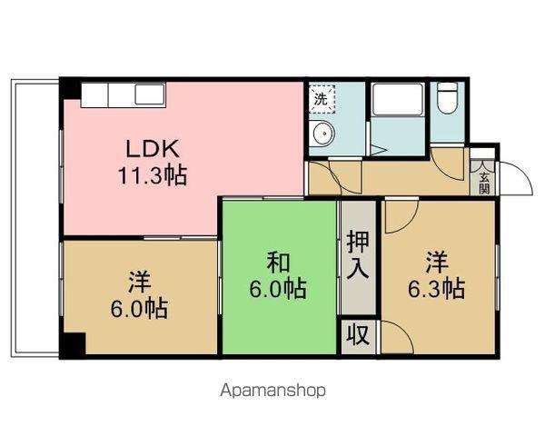 ハイタウン堀田(3LDK/1階)の間取り写真