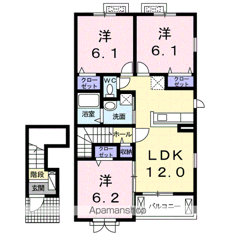 サンワードⅡ(3LDK/2階)の間取り写真