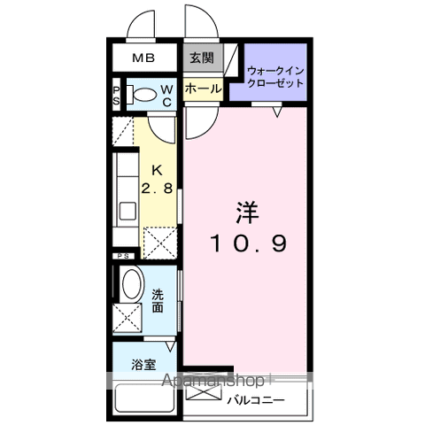 オークランド ヌーヴォー(1K/1階)の間取り写真