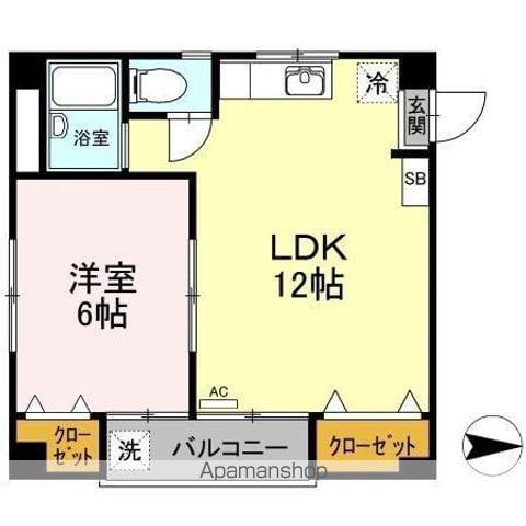 メゾン山越(1LDK/4階)の間取り写真