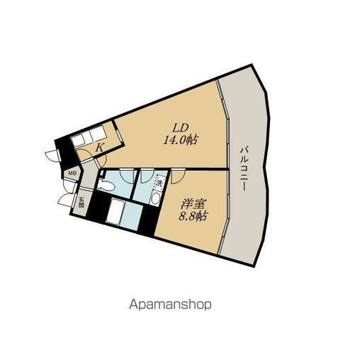 琵琶湖アーバンリゾート1番館(1LDK/2階)の間取り写真