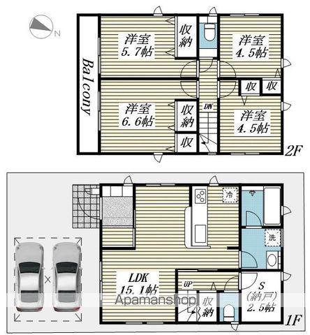 武蔵野線 吉川駅 徒歩36分 2階建 築3年(4SLDK)の間取り写真