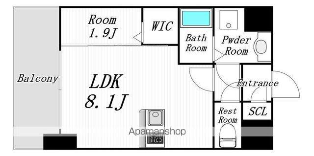 YAKUIN 037 RESIDENCE 旧薬院SUR(1LDK/7階)の間取り写真