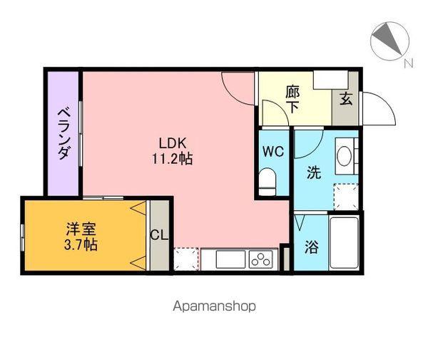 メゾン・ソア(1LDK/2階)の間取り写真