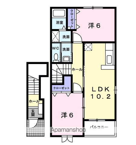 アンジュメゾン Ⅱ(2LDK/2階)の間取り写真
