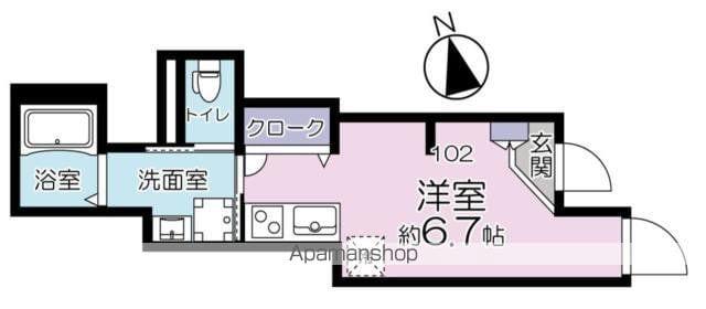 クライン バンブス(ワンルーム/1階)の間取り写真