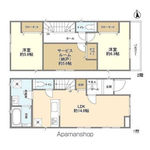 東海道本線 辻堂駅 徒歩27分 2階建 築3年(2SLDK)の間取り写真