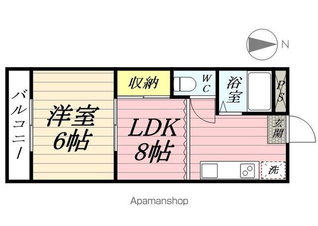 第3磯部コーポB棟(1DK/4階)の間取り写真