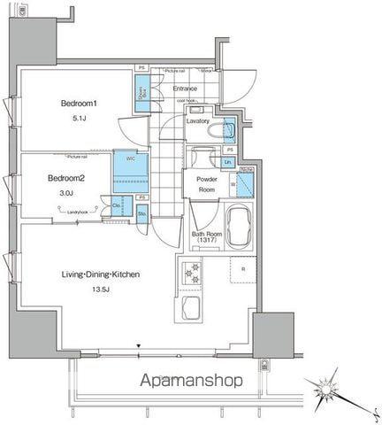 ルフォンプログレ北新宿(2LDK/10階)の間取り写真
