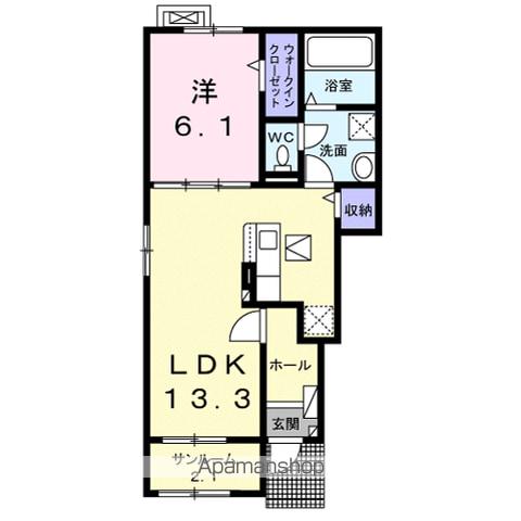 パディーエステート中ノ原 B(1LDK/1階)の間取り写真