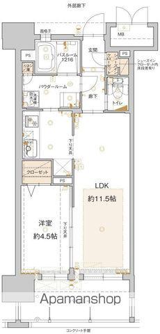 アクタス博多グランミライ(1LDK/2階)の間取り写真