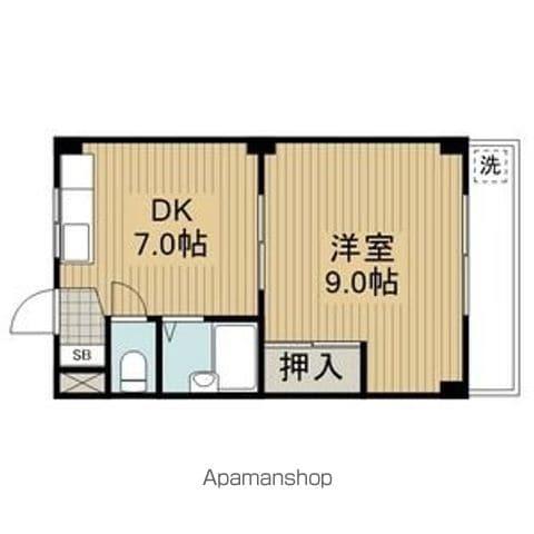 第1カトレアハイツ寝屋川(1DK/2階)の間取り写真