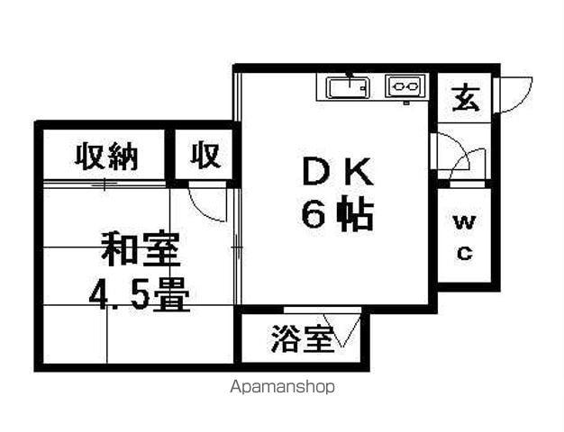 ハッピーハイツ(1DK/1階)の間取り写真