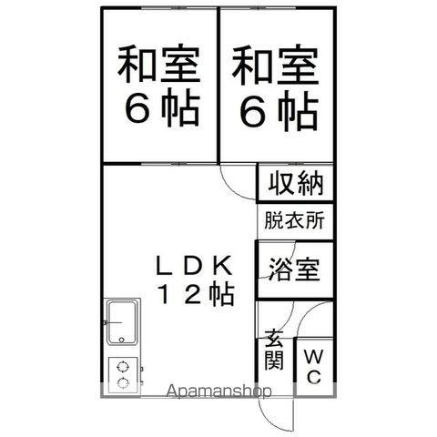 鳥里ハイツ(2LDK/2階)の間取り写真