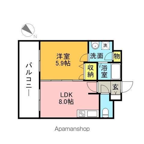 ビューラー野多目(1DK/2階)の間取り写真