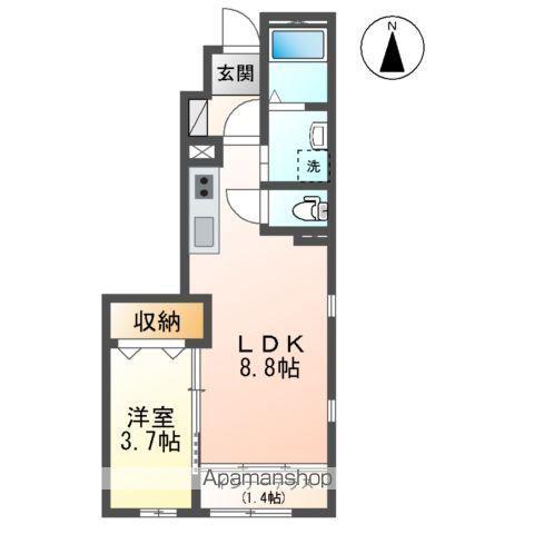 プレンティフル芳賀Ⅱ(1LDK/1階)の間取り写真