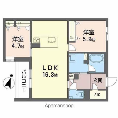 シャーメゾン菊陽(2LDK/2階)の間取り写真