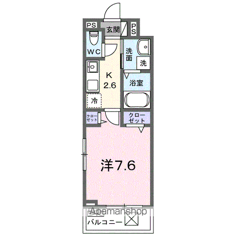 フィオーレ降松M&S(1K/3階)の間取り写真