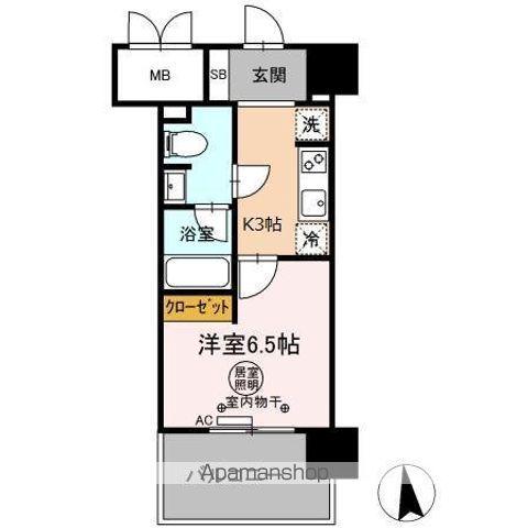 エクルベージュ(1K/4階)の間取り写真