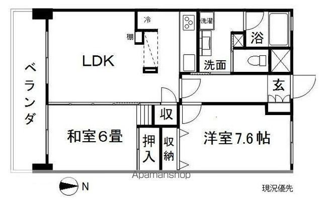 グランヴィル南千歳一番館(2LDK/4階)の間取り写真