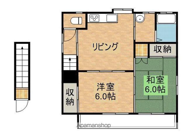 楓荘(2DK/2階)の間取り写真