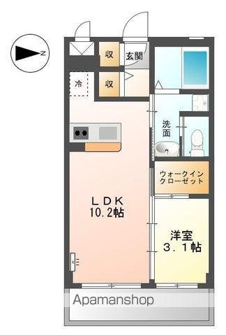 レインボースカイ(1LDK/3階)の間取り写真