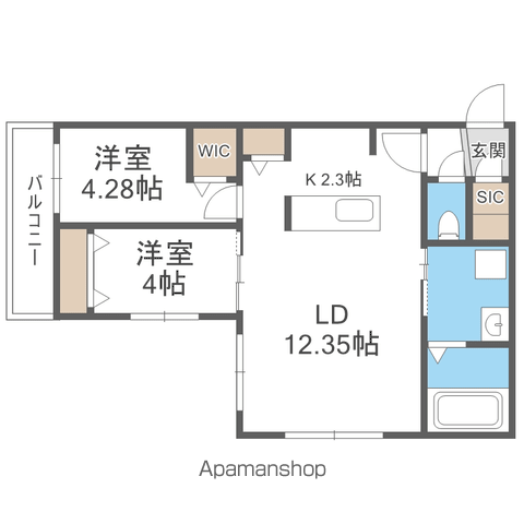 HIGHLIGHT FUKUZUMI GAー福住1ー1MS(2LDK/4階)の間取り写真