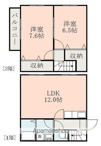 テラスコート・リヴC棟(2LDK/2階)の間取り写真